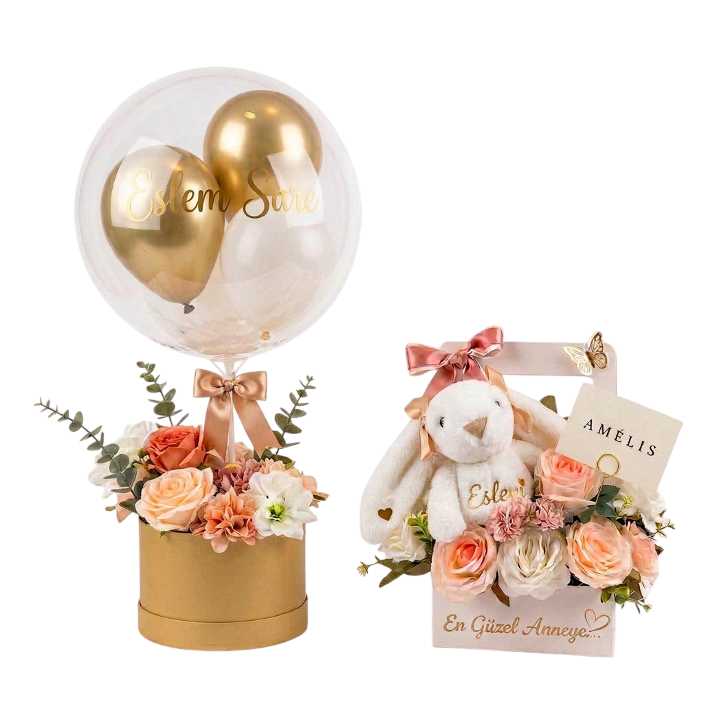 Balon Kutusu ve Tavşanlı Çiçek Kutusu