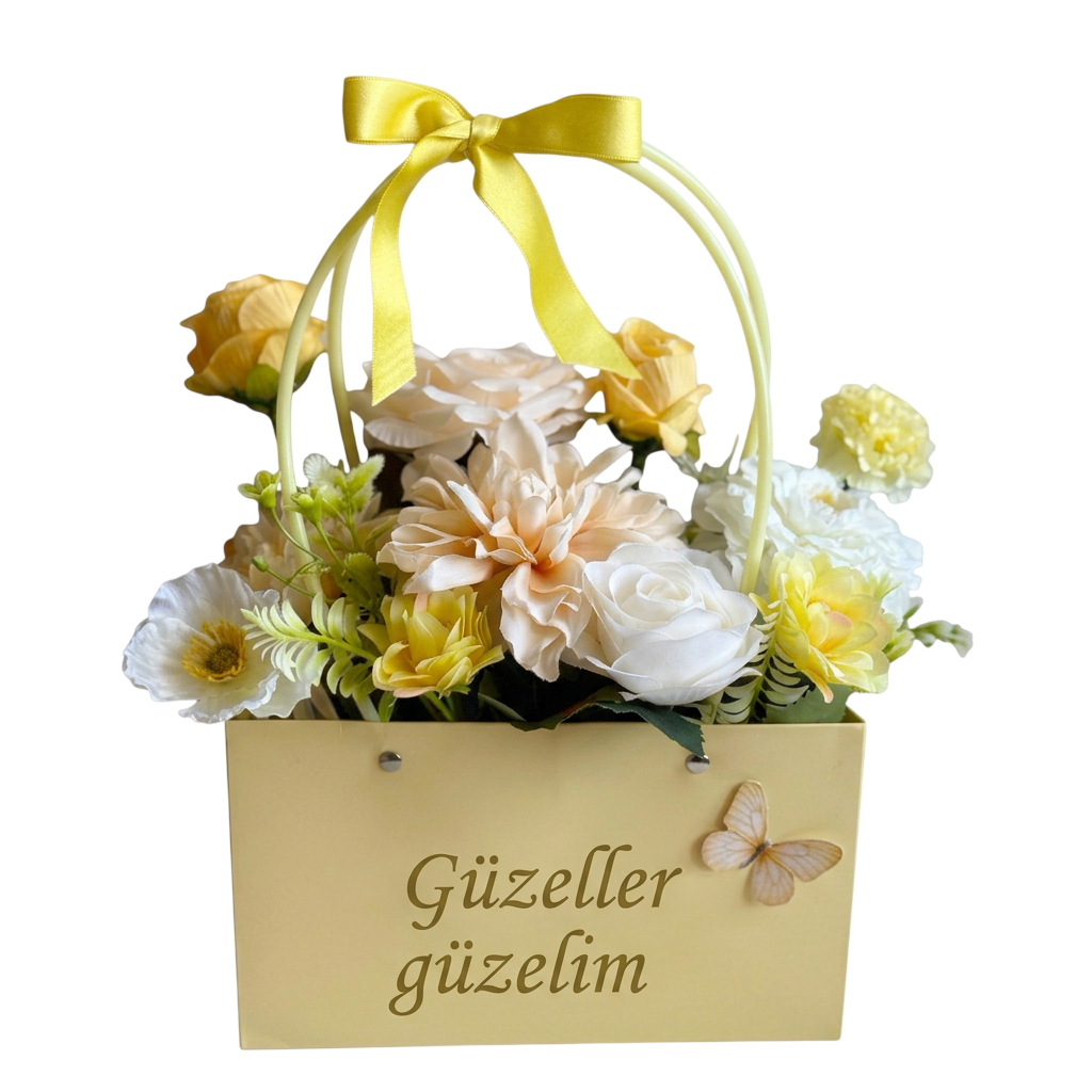 Kişiye Özel Yazılı Sarı Çiçekli Çanta