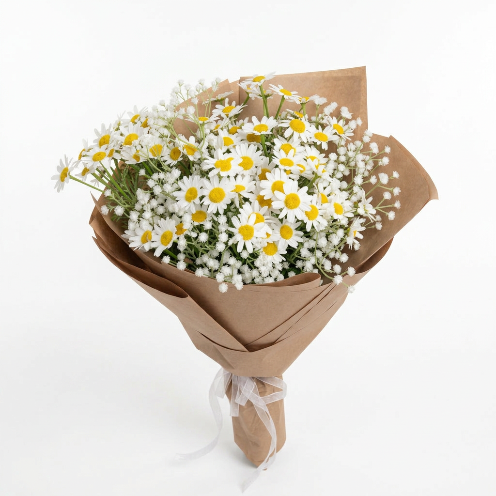 Daisy – Solmayan Papatya ve Cipsofil Buketi